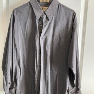 Unique Croft & Barrow Grey Iridescent Stretch Cotton Blend Long Sleeve Shirt